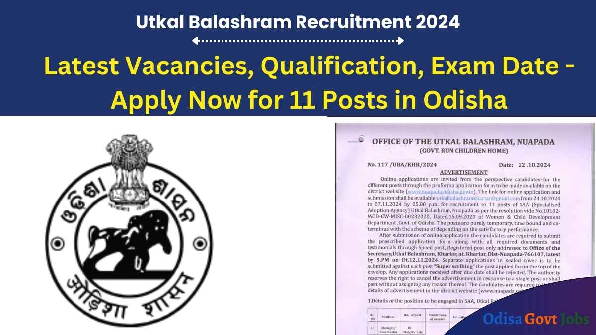 Utkal Balashram Recruitment 2024